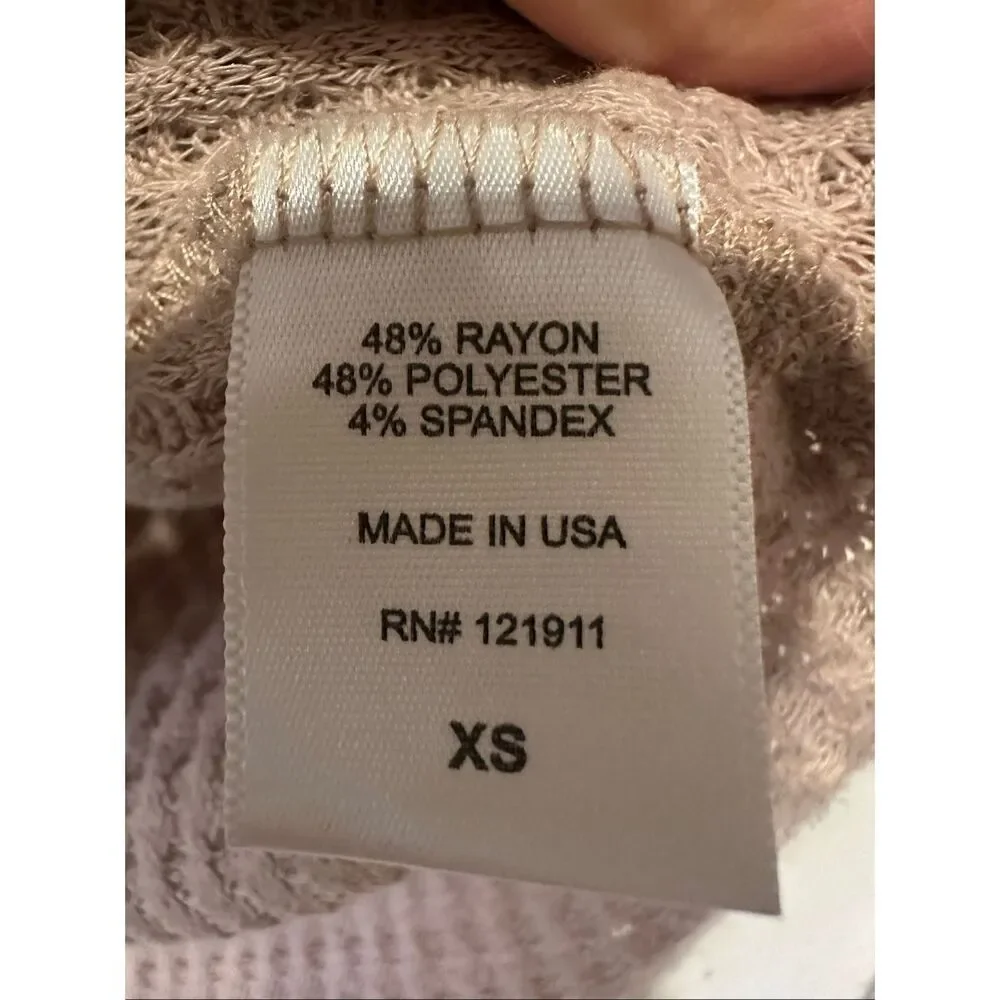 LNA Waffle Knit Hoodie Womens XS Latte Long Sleeve Lightweight